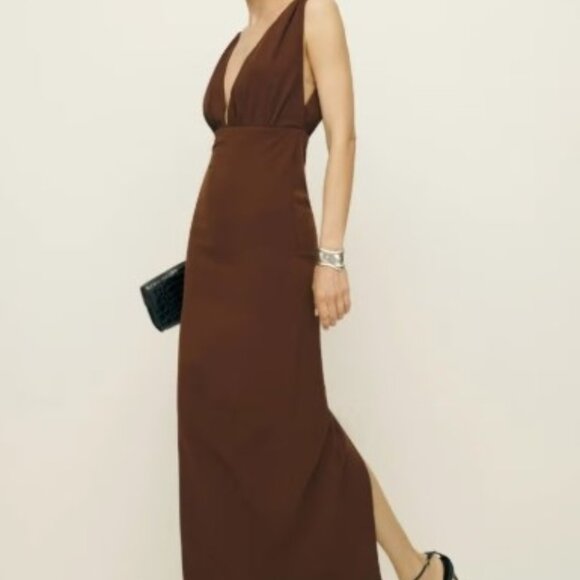 Reformation Velda Dress Brown - Size 8 - Picture 1 of 6